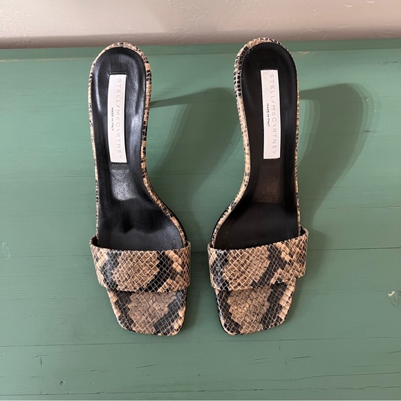 Stella McCartney Vegan Snakeskin Heeled Open Toe Sandals 38 - Picture 2 of 9